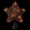 13.5" Brown Rattan With Red Berries Star Christmas Tree Topper, Clear Lights
